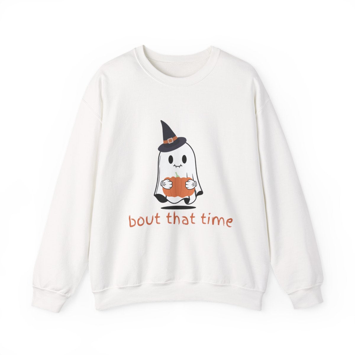 Halloween Ghost Sweatshirt "bout that time" – Cute Witch Ghost Fall Pullover